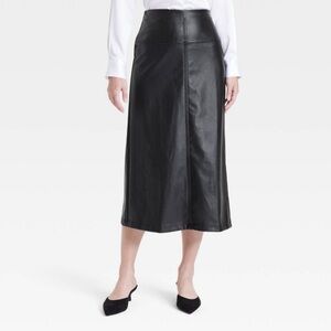 Black Leather Midi Skirt